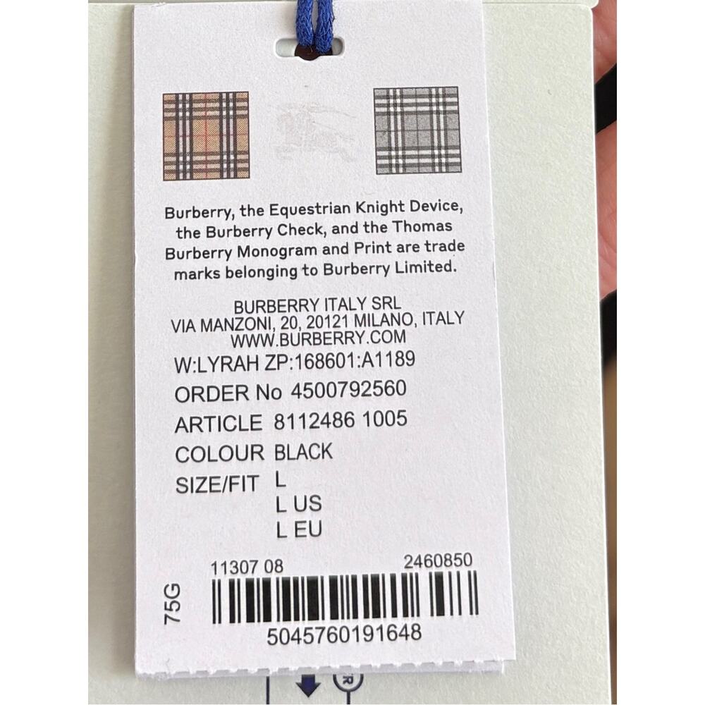 Burberry Black Polo Mini Dress with Signature Check New L - Picture 7 of 10